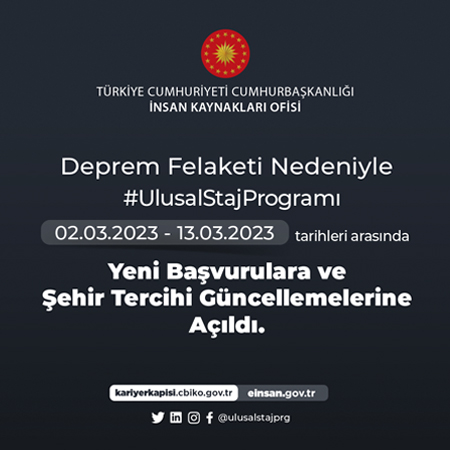 Ulusal Staj Programı Duyurusu