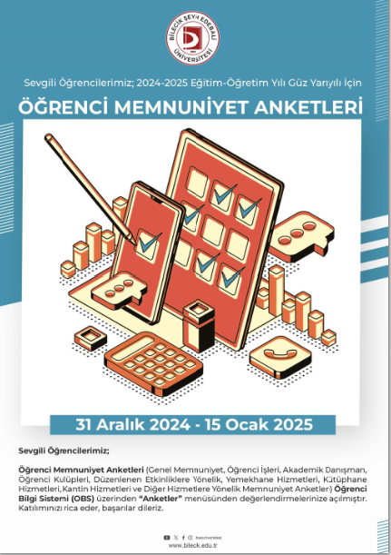 2024-2025 Eğitim-Öğretim Yılı Güz Yarıyılı İçin Öğrenci Değerlendirme Anketleri