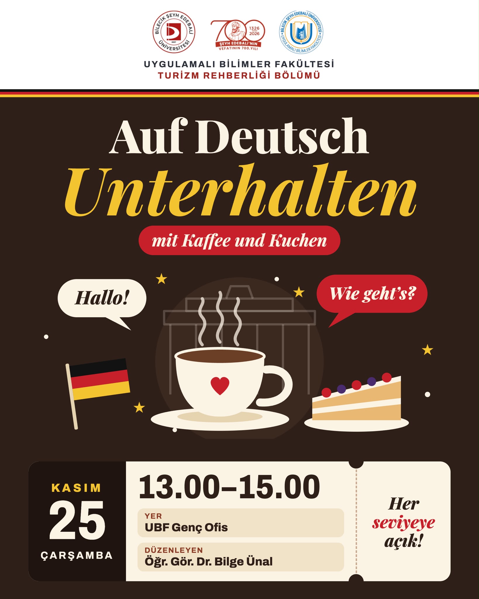 Auf Deutsch Unterhalten mit Kaffee und Kuchen