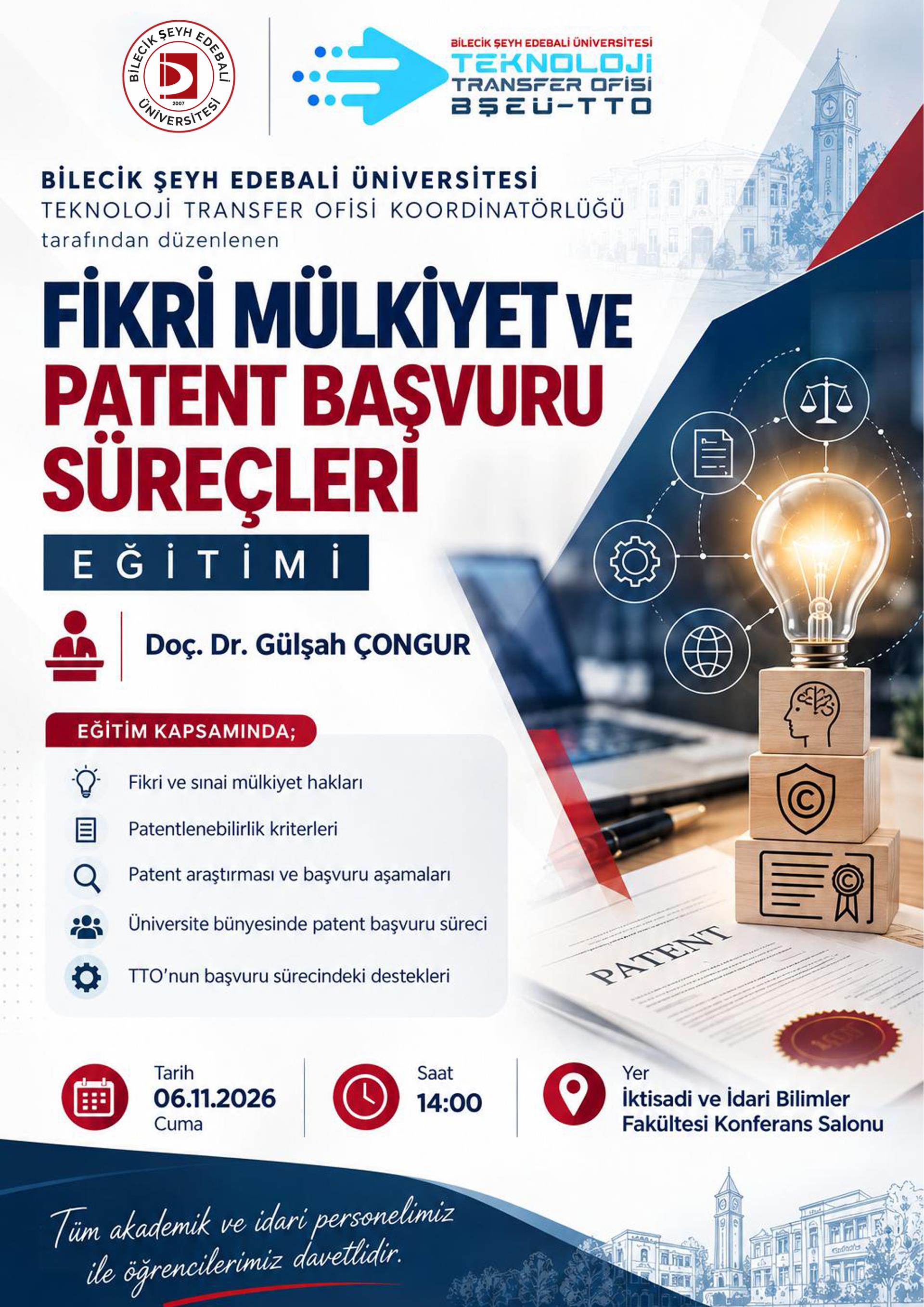 Fikri Mülkiyet ve Patent Başvuru Süreçleri Eğitimi