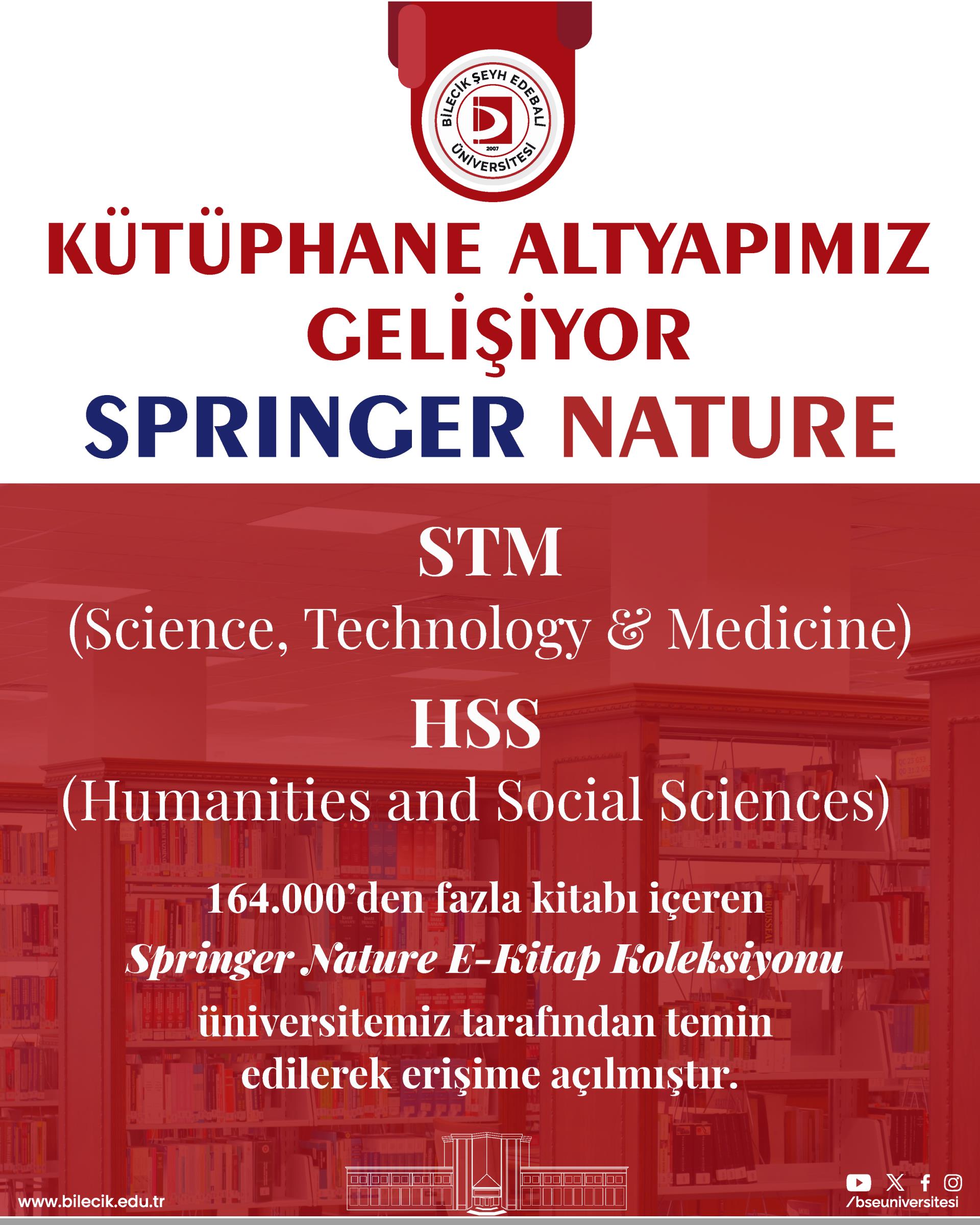 Üniversitemizde Springer Nature E-Kitap Koleksiyonu Erişime Açıldı
