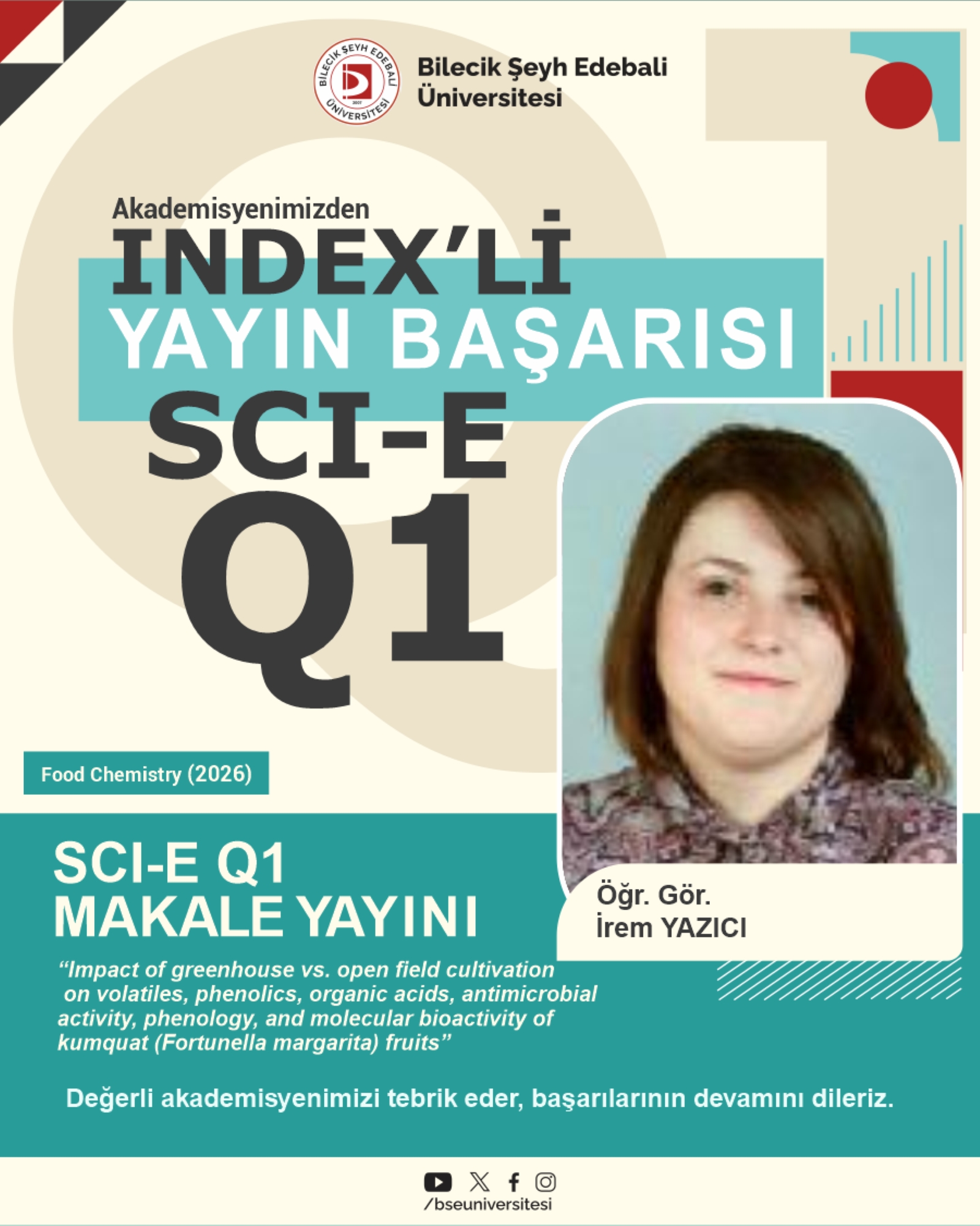 Akademisyenimizden SCI-E Q1 Yayın Başarısı
