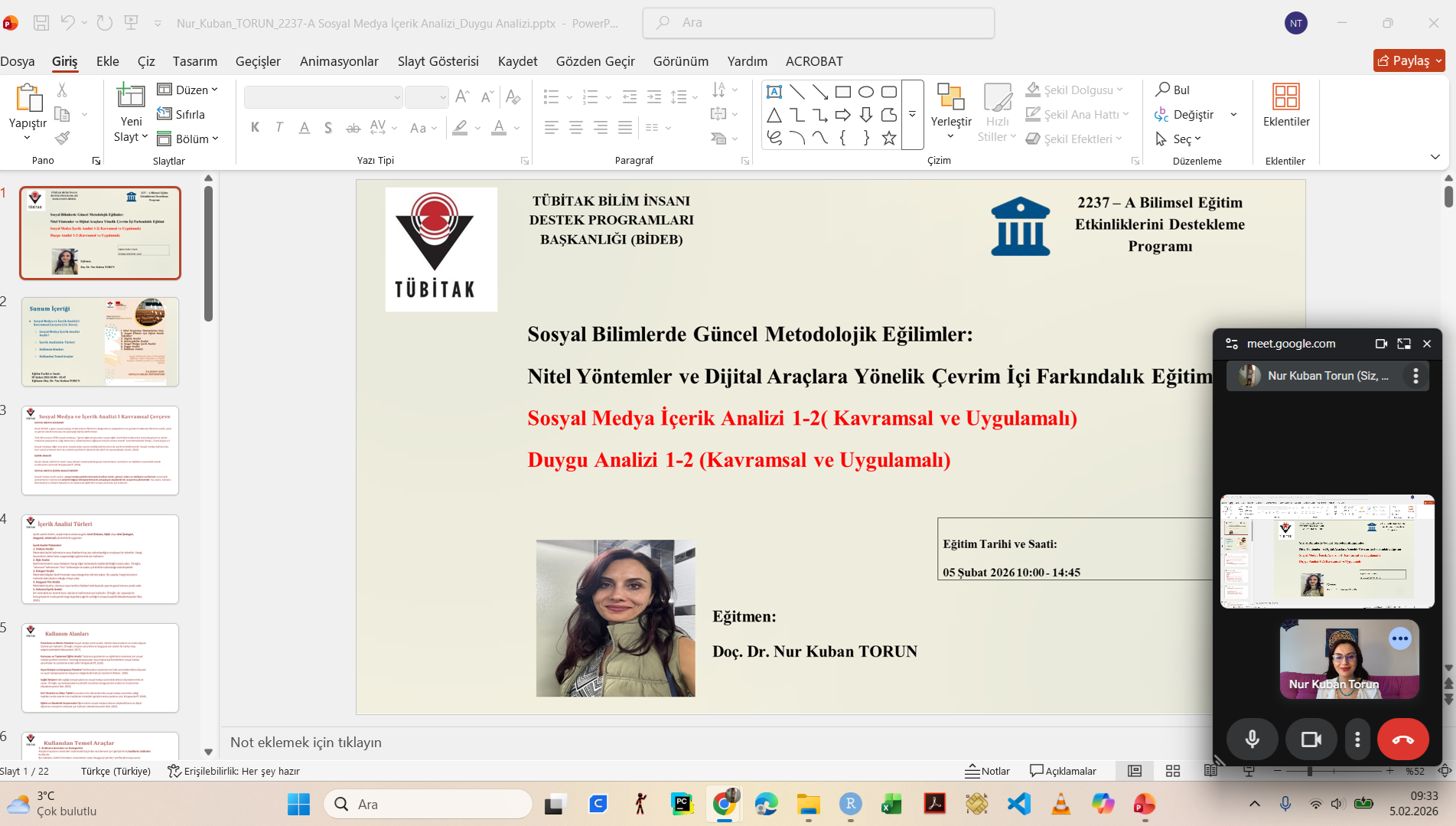 We Participated in the TÜBİTAK 2237-A Project on Current Methodological Trends in Social Sciences: Online Awareness Training on Qualitative Methods and Digital Tools